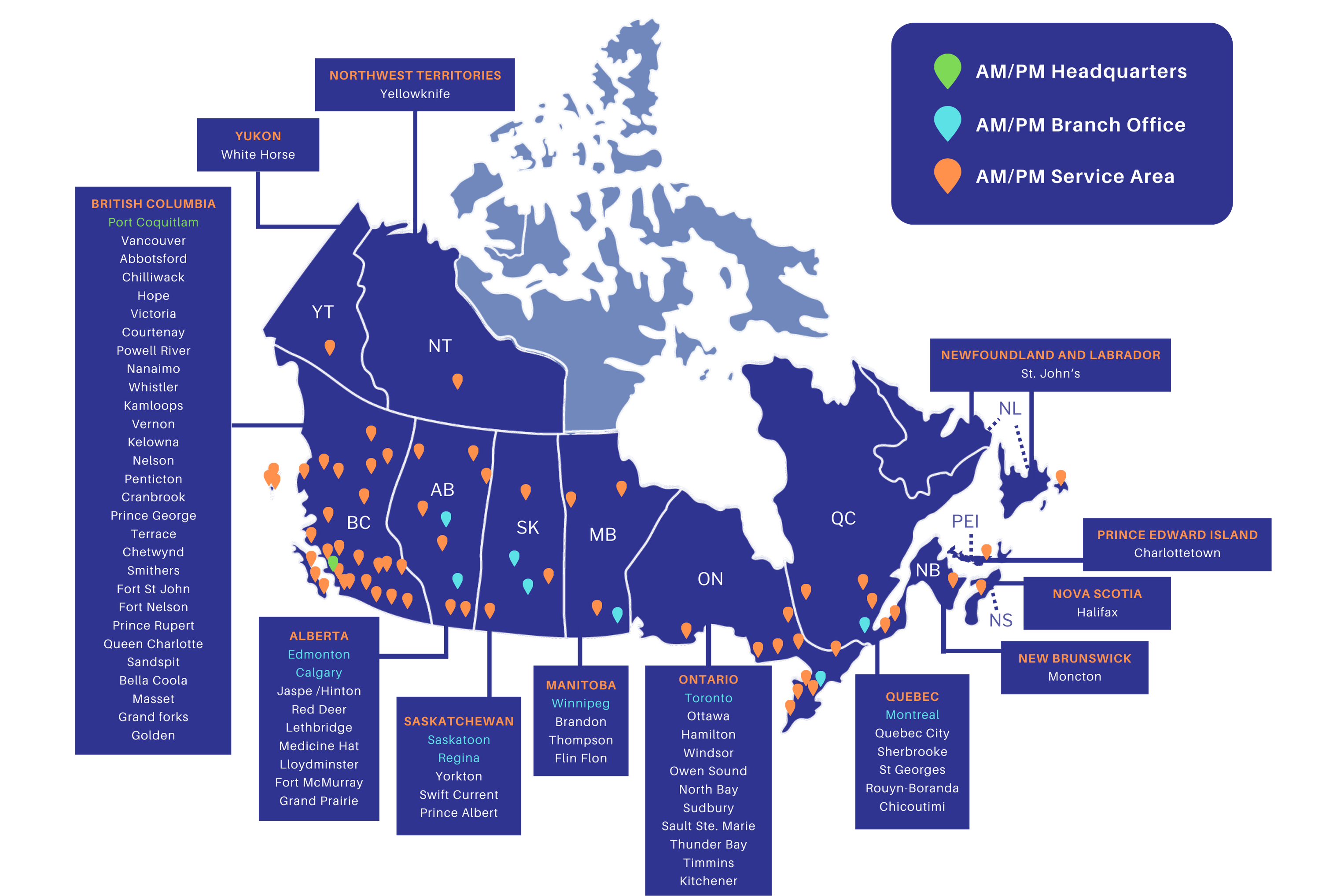 Serviceabilitly map in Canada